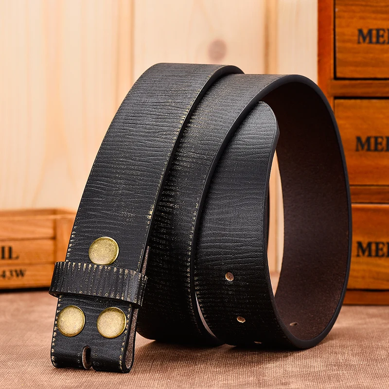 Top Trends: Genuine Leather Without Buckle Belt For Men Jeans Vintage Belts 3.8 CM Width Male Cowskin Strap With One Layer Leather Shoppable Styles - Image 5