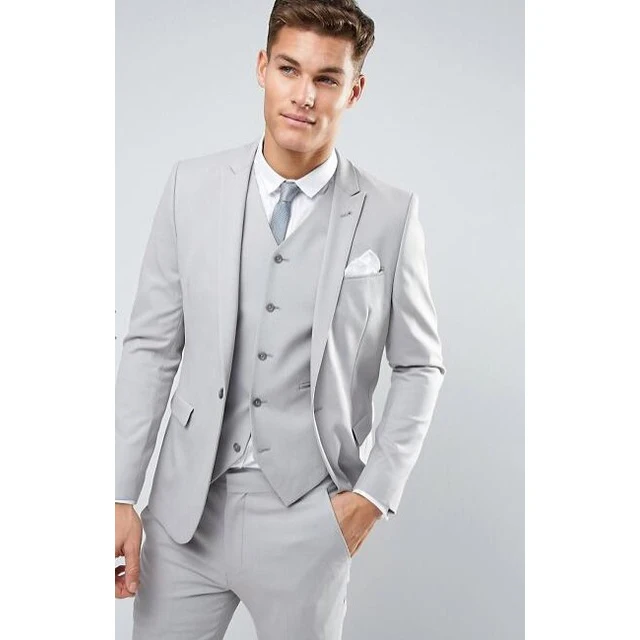 Top Trends: Light Grey New Men&#039;s Slim Fit Latest Suits Men Custom Made Skinny Suits Men Wedding Best Man Suits 3 Pieces Set Shoppable Styles