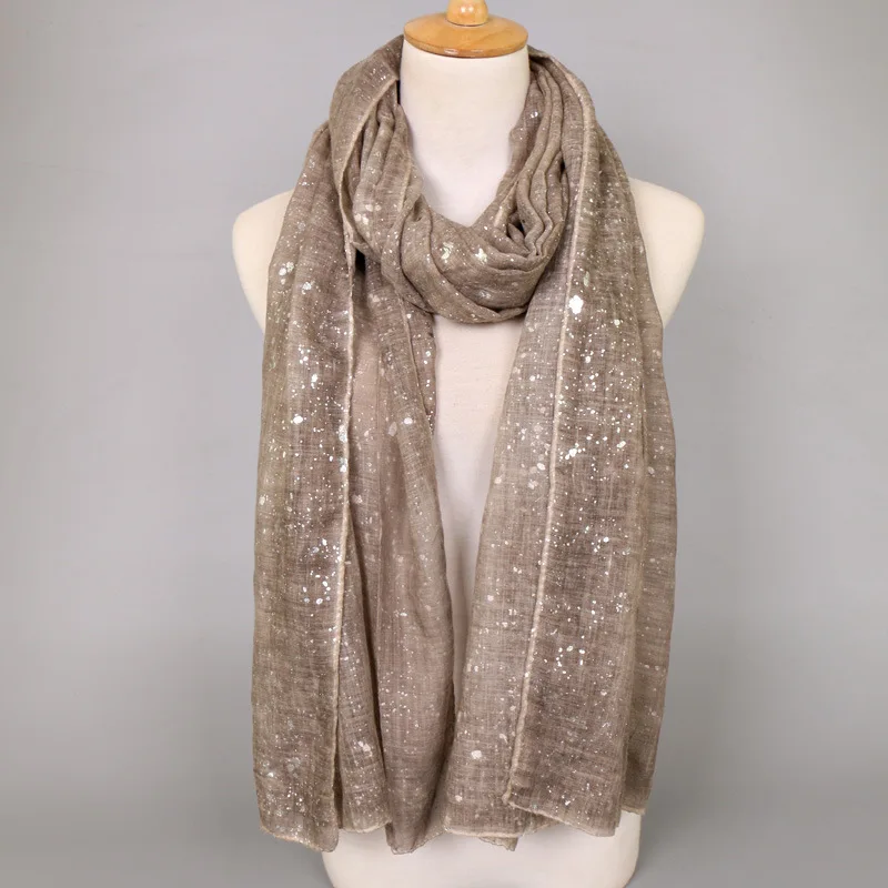 Top Trends: Big Size Plain Glitter Shiny Dot Viscose Shawl Solid Color Silver Muffler Wrap Headband Muslim Hijab Snood Echarpe Foulard Femme Shoppable Styles - Image 6