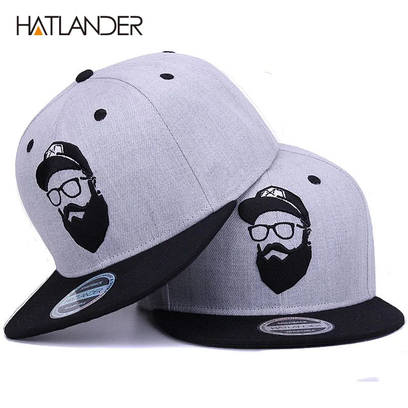 Top Trends: HATLANDER Original Grey Cool Hip Hop Cap Men Women Hats Vintage Embroidery Character Baseball Caps Gorras Planas Bone Snapback Shoppable Styles