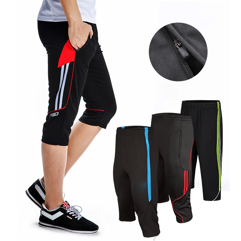 Top Trends: New Designs Size L-4XL Men's Soccer Training Pants Jogging Running 3 / 4 Trousers With Zipper Pocket Shoppable Styles