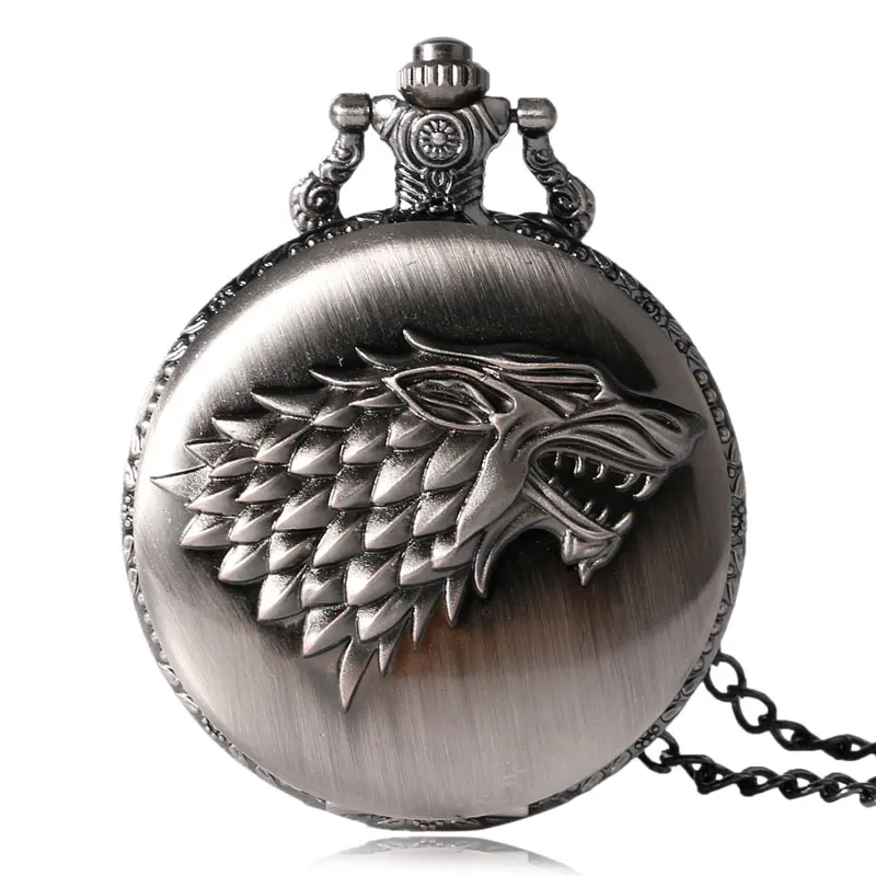 Top Trends: Antique Grey / Bronze Wolf Design Quartz Necklace Pocket Watch Souvenir Pendant Watches Unique Gifts Unisex Fob Clock Shoppable Styles