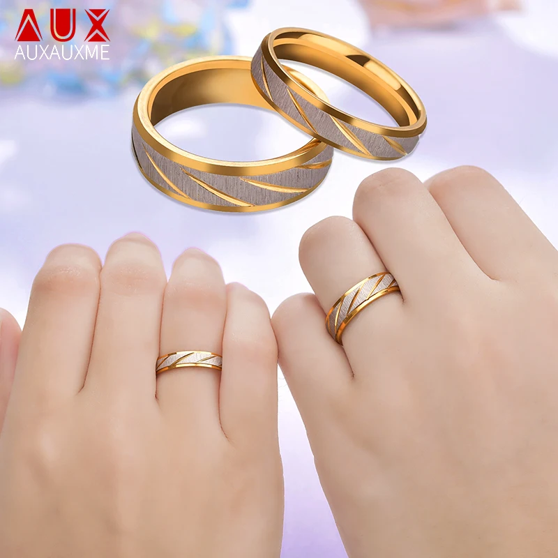 Top Trends: Auxauxme Titanium Steel Engrave Name Lovers Couple Rings Wave Pattern Wedding Promise Ring For Women Men Engagement Jewelry Shoppable Styles