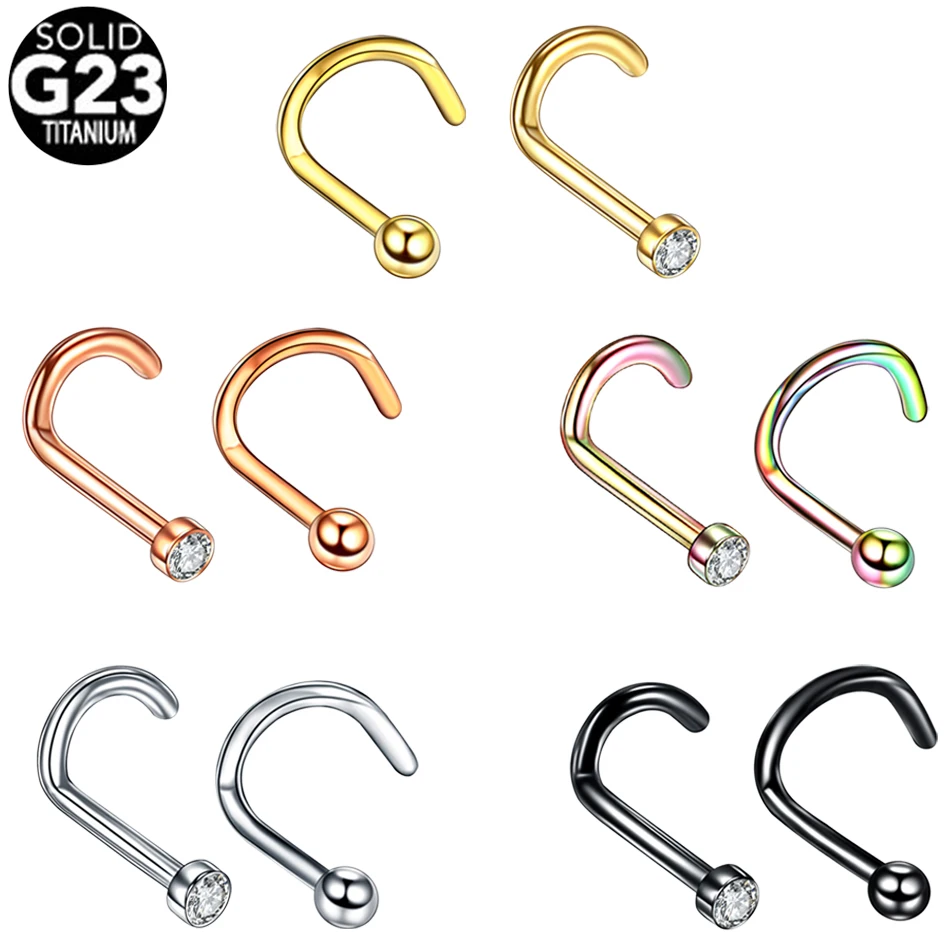 Top Trends: Implant Titanium Nose Piercings 18G 20G Black Screw Nose Ring Nostril Piercings Nariz Stud Earrings Body Jewelry Piercing Women Shoppable Styles