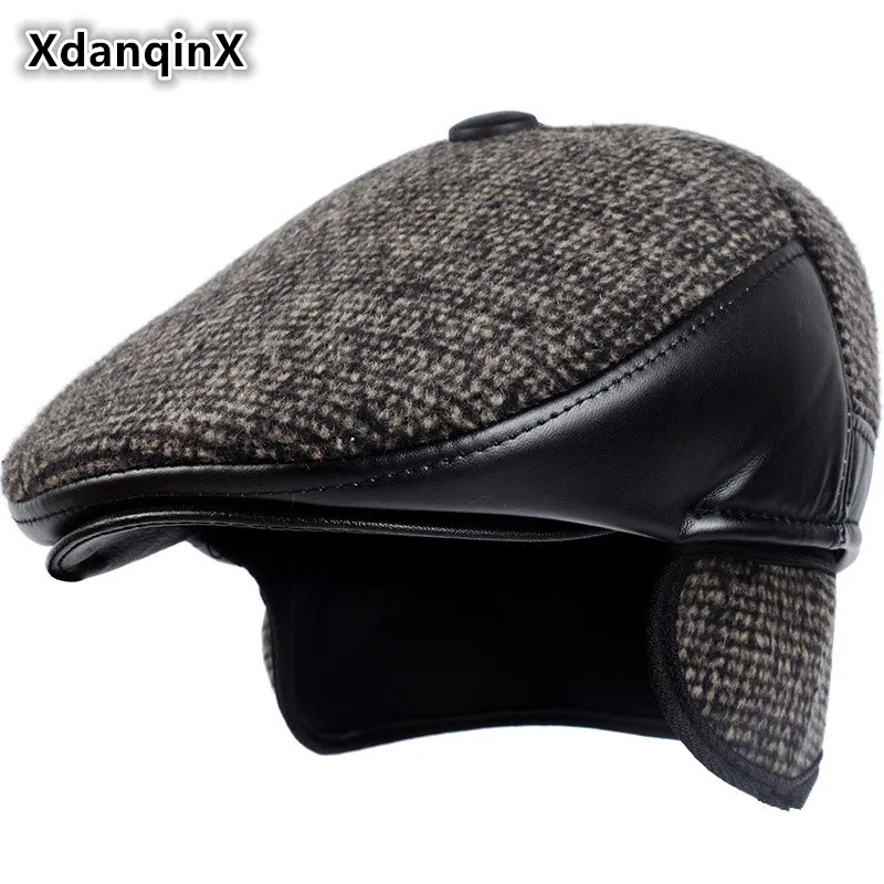 Top Trends: XdanqinX 2022 Winter New Men's Hat Woolen Thick Warm Berets With Earmuffs Male Bone Dad's Hat Trucker Winter Plush Fluff Hats Shoppable Styles