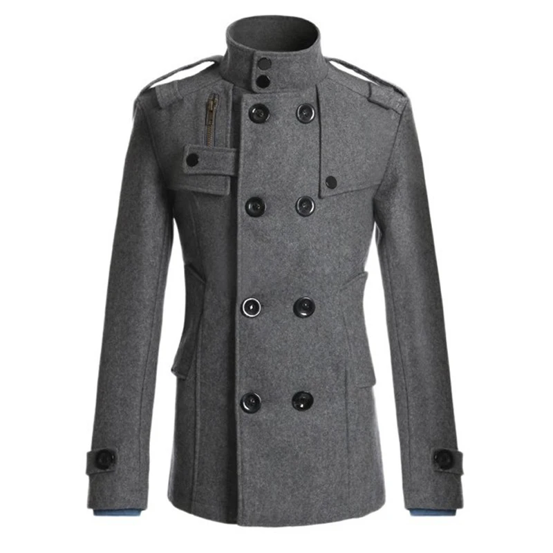 Top Trends: Trench Coat Men Winter Black Jacket Men's Wool Coat Casacos Casual Slim Men's Long Coat Abrigos Para Hombre Shoppable Styles - Image 3