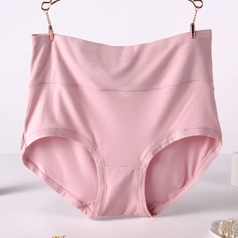 Top Trends: Q001 4Pcs / Lot Hot Sale Big Size 6XL Panty Solid High Waist Underwear Women Panties Soft Viscose Lingerie Briefs Shoppable Styles