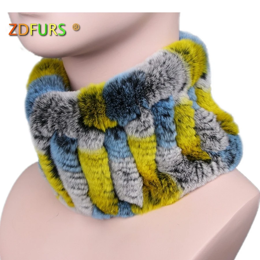 Top Trends: ZDFURS * Women Real Fur Handmade Stretch Fur Scarf Knit Genuine Rex Rabbit Fur Headbands Girls Natural Fur Ring Scarves Winter Shoppable Styles