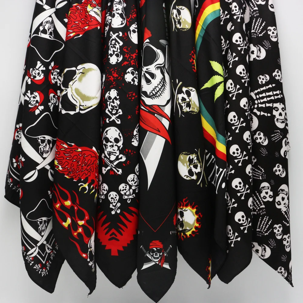 Top Trends: Polyester Pirates Skull Leaves Reggae Bandanas Men Hiphop Headband Headscarf Women Neckerchief Headwear Handkerchief Shoppable Styles