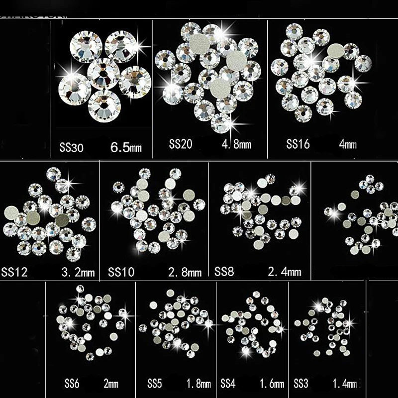 Top Trends: YanRuo New 2000NOHF All Sizes Shiny Crystal Clear Non Hotfix Flatback Beauty Accessories Glass Rhinestones Nail Art Decorations Shoppable Styles