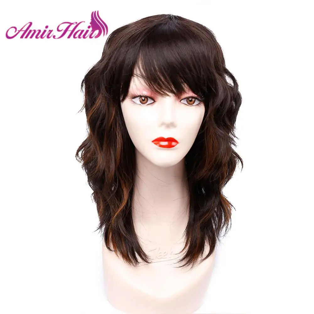 Top Trends: Amir Synthetic Hair Short Wig Bob Brown Mixed Blond Black Curly Bob Wave Wigs For Women Heat Resistant Fiber Hair Cosplay Party Shoppable Styles