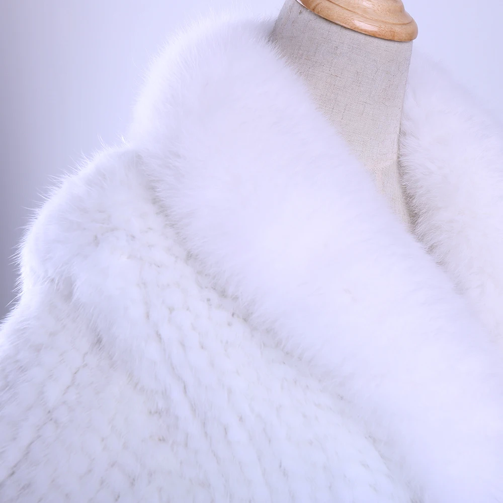 Top Trends: New Genuine Knitted Mink Fur Shawl Wrap Cape With Fox Fur Collar Triming Women Lady Mink Fur Coat Jacket Stole Shoppable Styles - Image 5