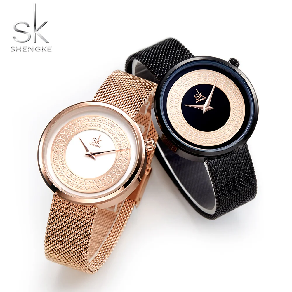 Top Trends: Shengke New Dress Female Watch Women Metal Mesh Fashion Quartz Watches Classical Ladies Clock Luxury Brand Relogio Feminino Shoppable Styles