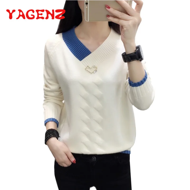 Top Trends: YAGENZ Fashion Women Sweater Warm Pullover And Jumpers Crewneck Pullover Twist Pull Jumpers Autumn Knitted Sweaters V Neck 196 Shoppable Styles