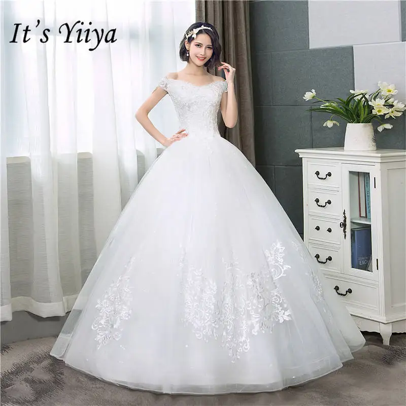 Top Trends: It's YiiYa Sexy Boat Neck Wedding Dresses Simple Off White Cheap Sleeveless Wedding Gown HS284 Shoppable Styles