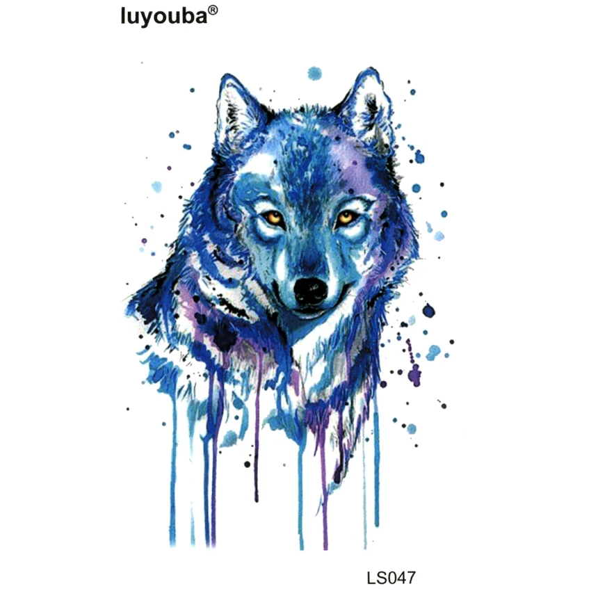 Top Trends: Blue Wolf Waterproof Temporary Tattoo Stickers Beauty Harajuku Tattoo Sleeve Body Feminino Wolf Tattoos Designs Tatoo Man Shoppable Styles