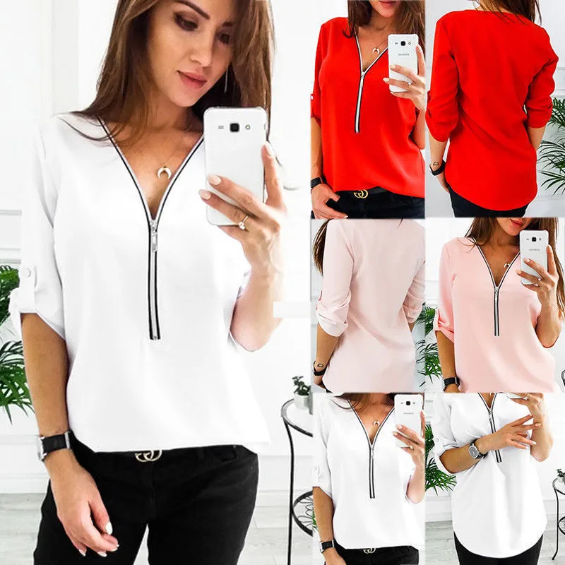 Top Trends: Loose Chiffon Maternity Clothes V-Neck Zipper Blouse T-Shirt Casual Female Women Long Sleeve Nursing Blouse Shirt Pullover Top Shoppable Styles