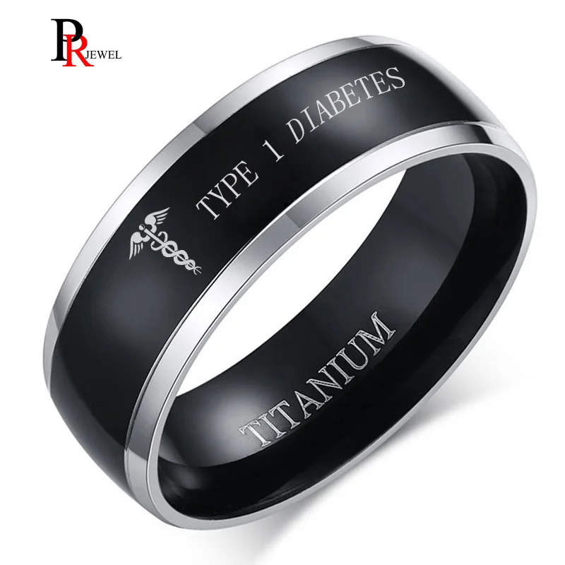 Top Trends: Engraved TYPE 1 Diabetes Disease Name Rings For Men 8MM Black Titanium Finger Ring Remind Medical Jewelry Shoppable Styles