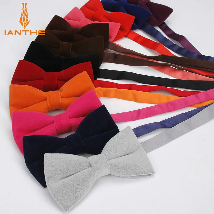 Top Trends: Ianthe Brand New Men&#039;s Solid Color Velvet Bow Tie Candy-colored Suit Bowtie For Man Male Neckwear Fashion Butterfly Gravatas Shoppable Styles