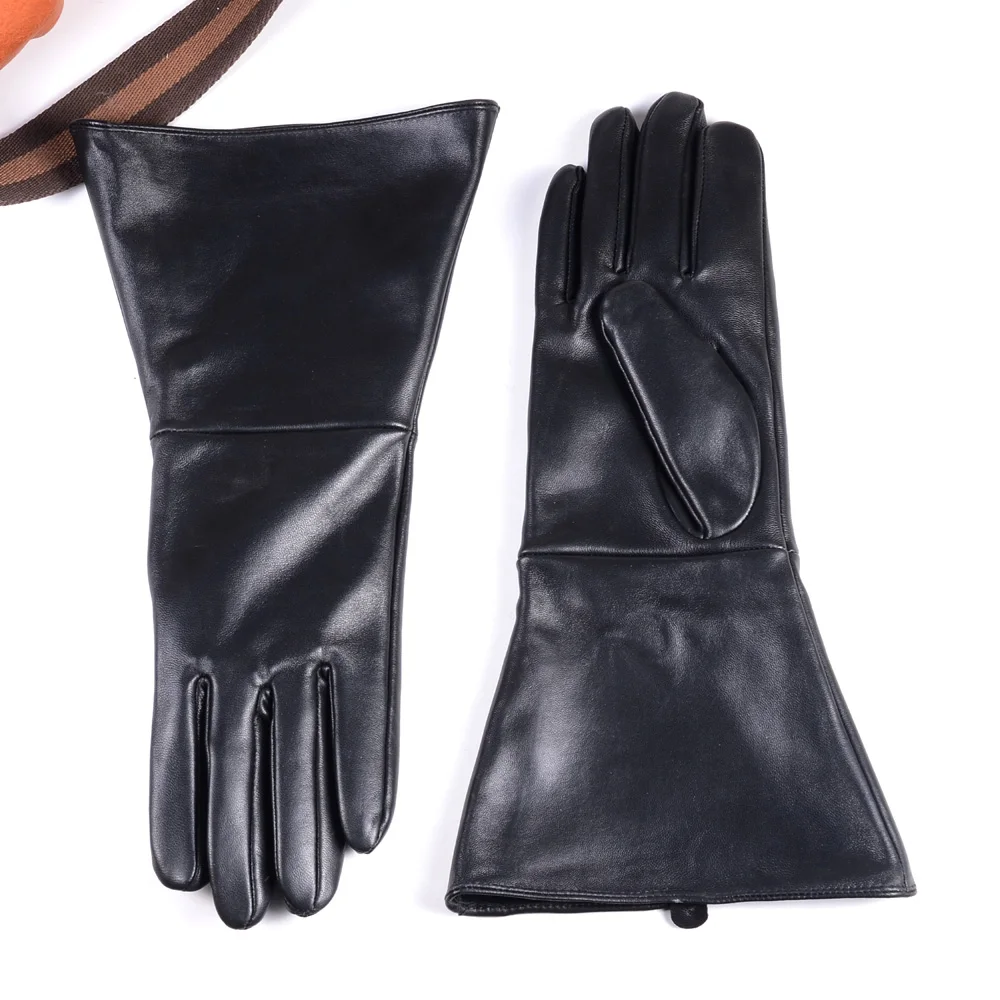 Top Trends: 35CM MEN'S BLACK SHEEPSKIN LEATHER MEDIEVAL RENAISSANCE LONG CUFF GAUNTLET GLOVES Shoppable Styles - Image 4