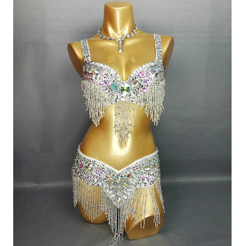 Top Trends: New Women&#039;s Beaded Sequins Belly Dance Costume Wear BRA BELT 2pc Set Showgirl Ladies Bellydancing Costumes Bellydance Clothes Shoppable Styles