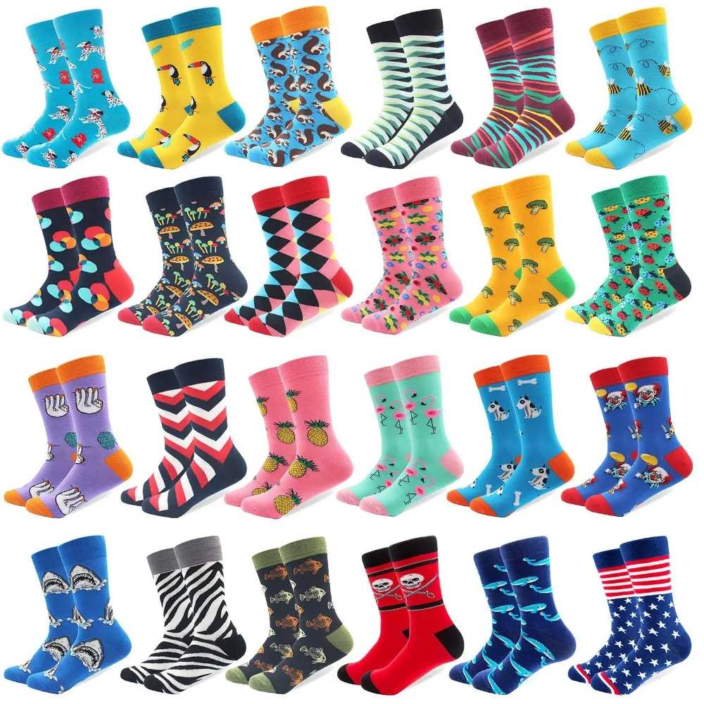 Top Trends: 1 Pair Colorful Combed Cotton Socks Shark Skull Pattern Long Tube Happy Men Socks Novelty Skateboard Crew Casual Crazy Socks Shoppable Styles