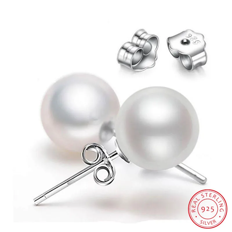 Top Trends: 925 Sterling Silver 6mm / 8mm / 10mm Freshwater Cultured Pearl Button Ball Stud Earrings For Women As Best Gifts Jewerly Shoppable Styles