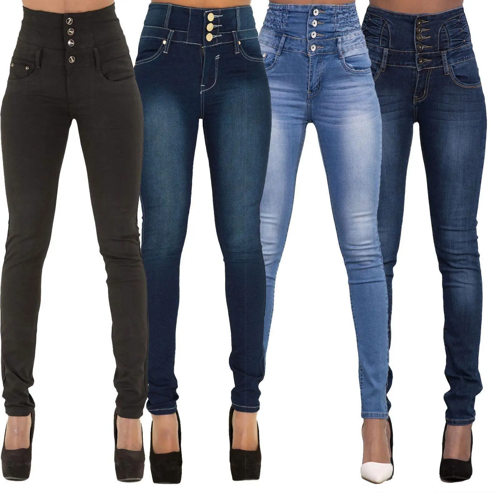 Top Trends: New Fashion Women Denim Skinny Jeggings Pants High Waist Stretch Jeans Slim Pencil Pants Elastic Trousers Shoppable Styles