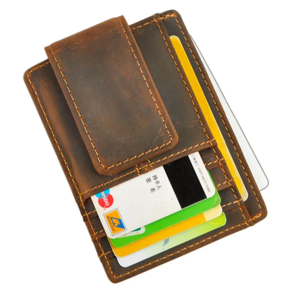 Top Trends: Male Original Leather Designer Fashion Slim Wallet Front Pocket Magnetic Money Clip Mini Credit Card Case Purse For Men 1015 Shoppable Styles