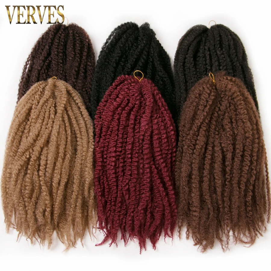 Top Trends: VERVES Afro Kinky Braiding Hair 18 Inch Synthetic Crochet Marly Braids Hair Extensions 30 Strands / pack Burgundy Black Ombre Shoppable Styles