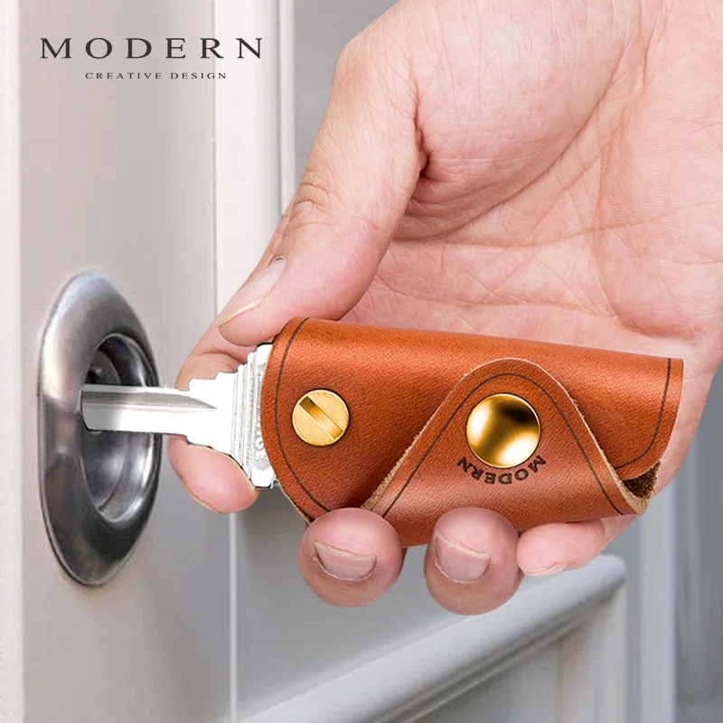 Top Trends: Modern - Brand 100% Genuine Leather Key Organizer DIY Keychain EDC Mini Pocket Car Keyholder Shoppable Styles