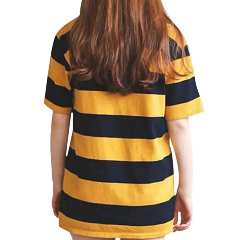 Top Trends: Women's Yellow And Black Stripes Wild Short-sleeved T-shirt Slim Fit Skin-friendly O-Neck Casual Tops 8 Shoppable Styles - Image 2