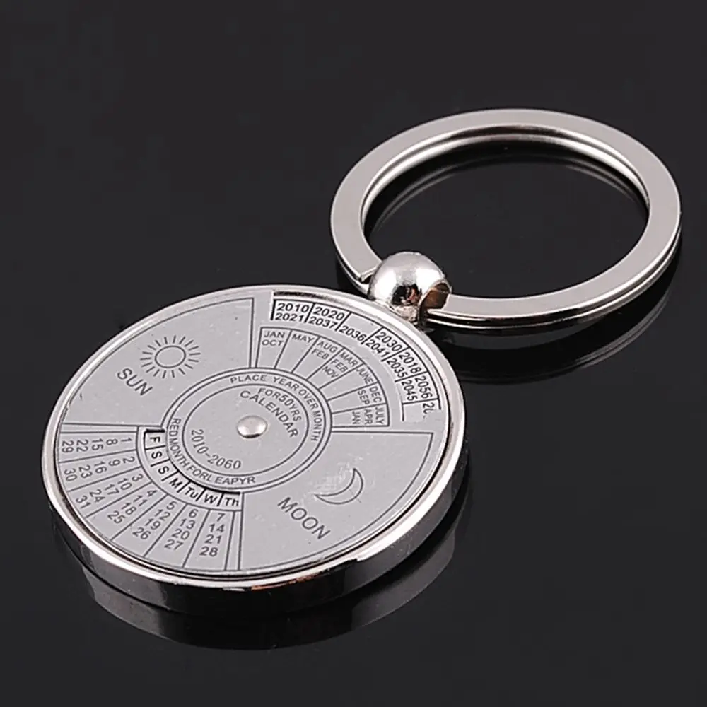 Top Trends: Hot Sell Mini 50 Years Perpetual Calendar Unisex Key Chain Unique Metal Car Key Holder Ring Shoppable Styles