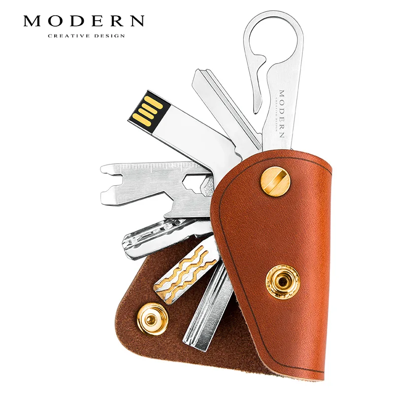 Top Trends: Modern - Brand 100% Genuine Leather Key Organizer DIY Keychain EDC Mini Pocket Car Keyholder Shoppable Styles - Image 4