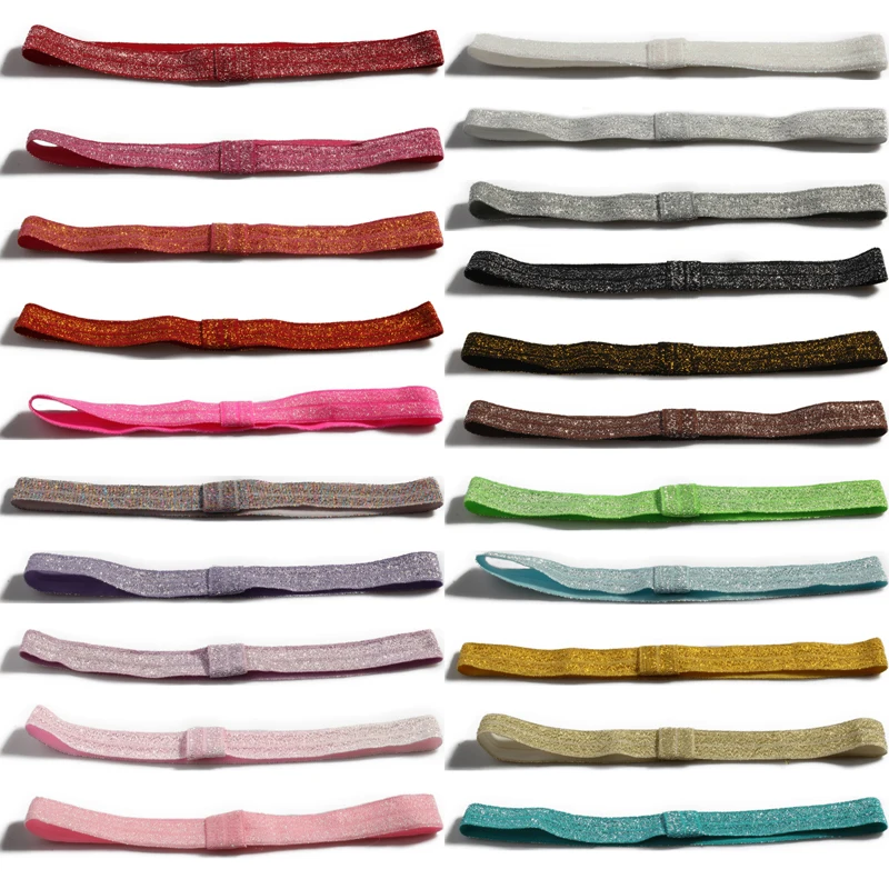 Top Trends: 10PCS 5/8" Solid Ribbon FOE Band Fold Over Elastic Glitter Kids Headbands For Girls Hair Accessories U Pick Color Shoppable Styles