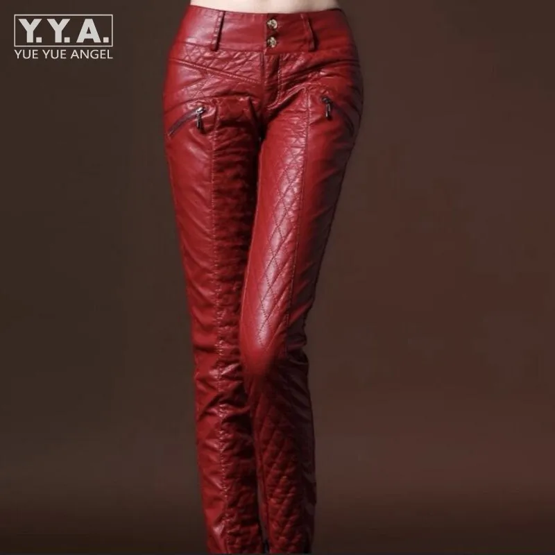 Top Trends: New Chic Winter Womens Faux Leather Slim Fit Pants Warm Trousers Leggings Skinny PU Leather Women Pants Female Fashion Trousers Shoppable Styles