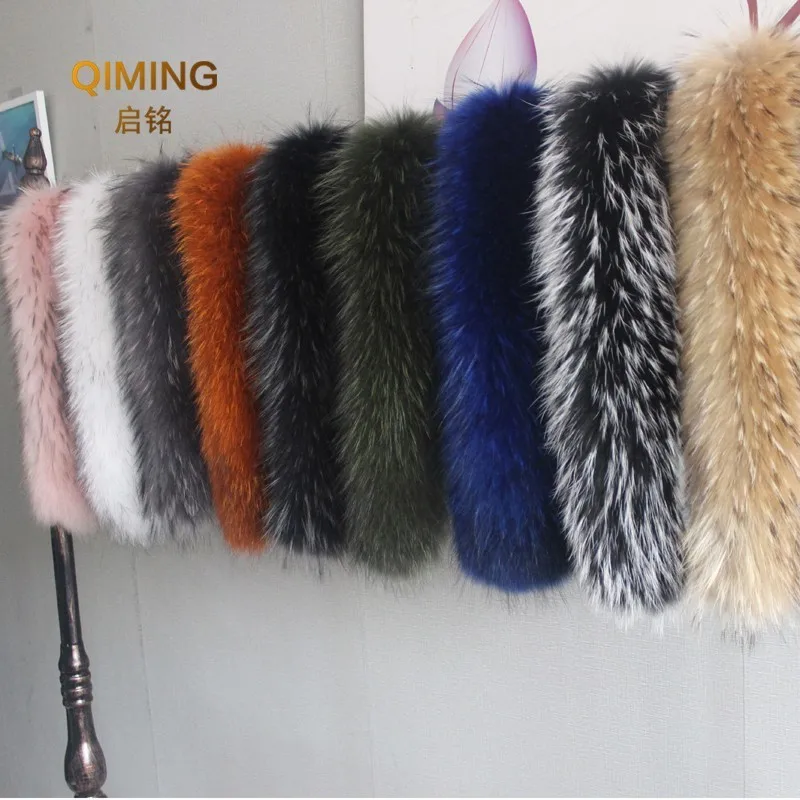 Top Trends: 100% Real Fur Collar Luxery Scarf Natural Raccoon Fur Scarf Women Genuine Fur Collar Scarves Large Scarf Fur Shawl Male Jacket Shoppable Styles