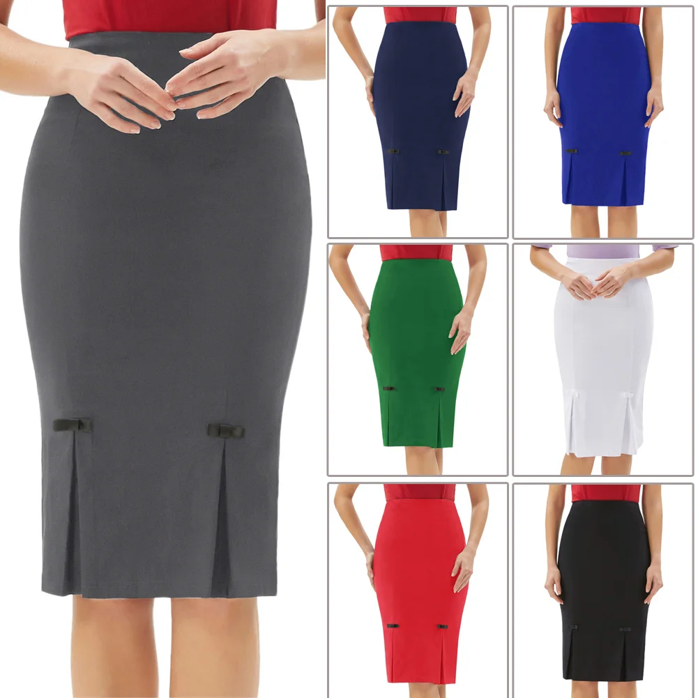 Top Trends: Belle Poque Skirts OL Office Lady Work Women Party Business Formal Skirts Vintage Bow-Knot Hips-Wrapped Bodycon Pencil Skirt Shoppable Styles