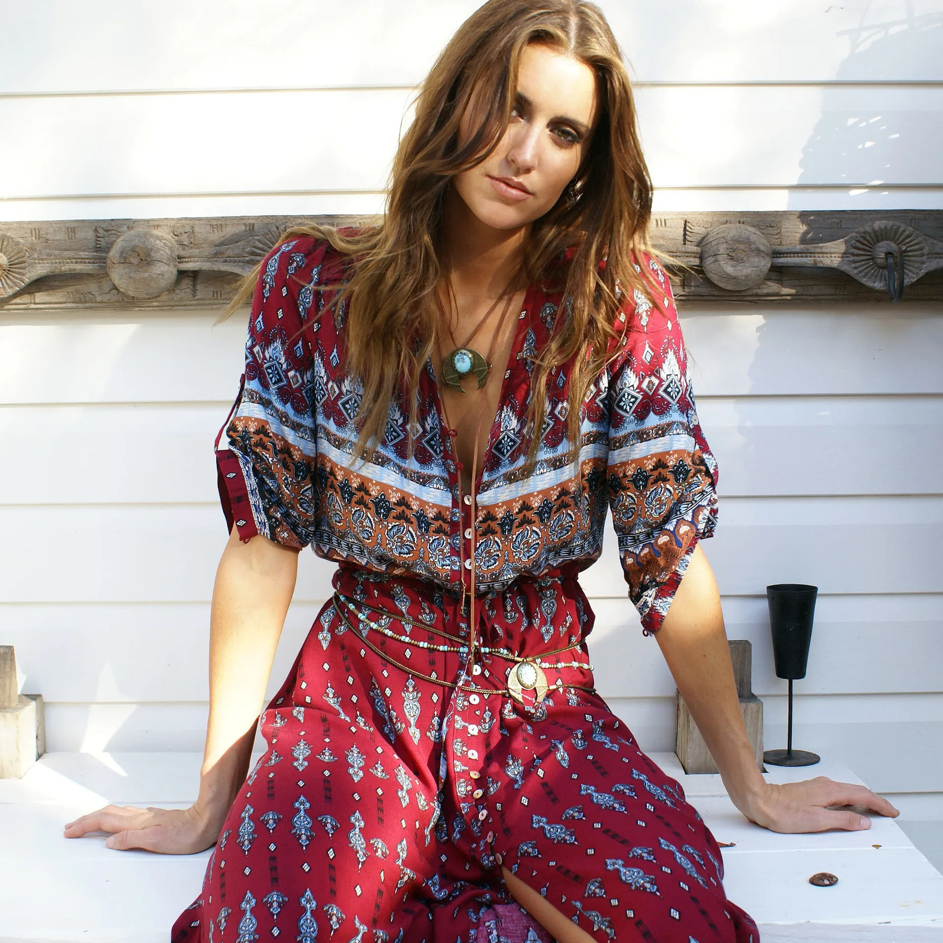 Floral Print Chic Boho Maxi Long Dress Floral Print Chic Boho Maxi Long Dress 4