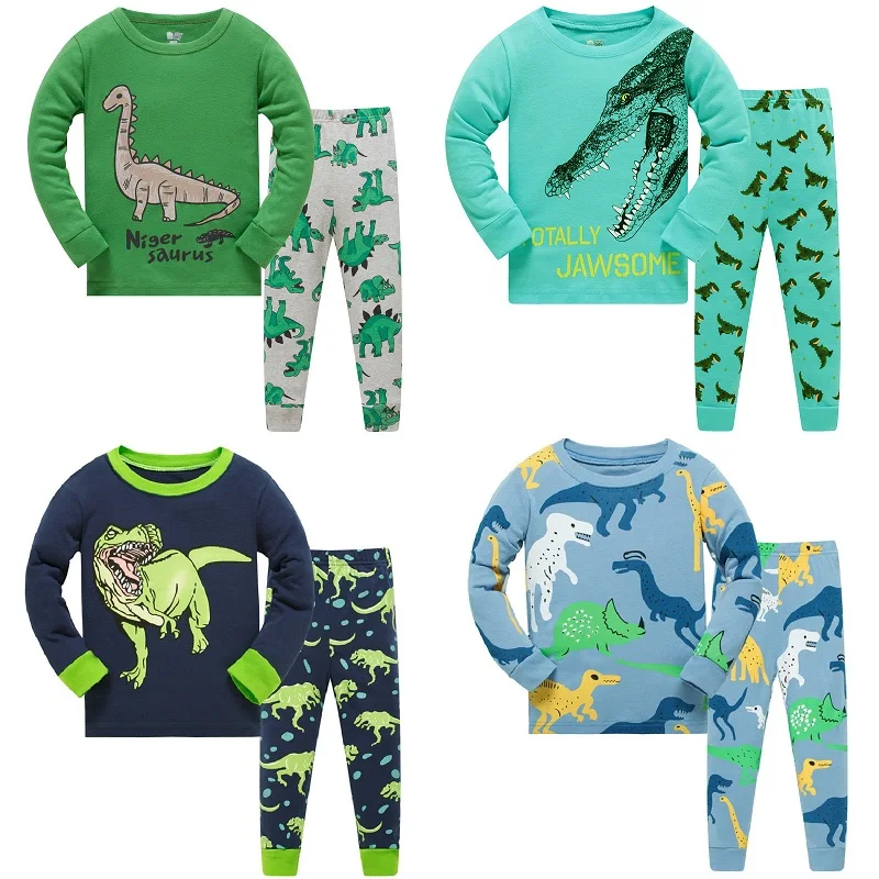 Top Trends: Kids Long Sleeve Pajamas Sets New 2021 Spring Autumn Boy Penguins Boys Dinosaurs Sleepwear Animal 3 4 5 6 7 8 Years Pjs Clothes Shoppable Styles