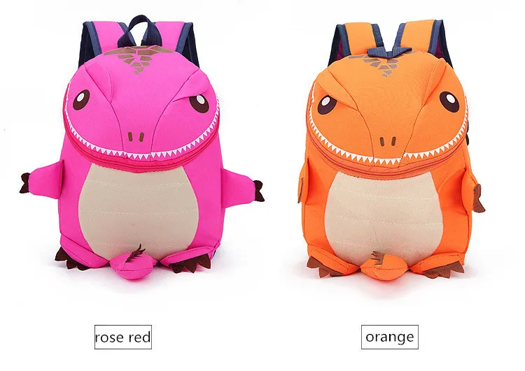 roosa ja oranž dinosauruse kujuline seljakott lastele