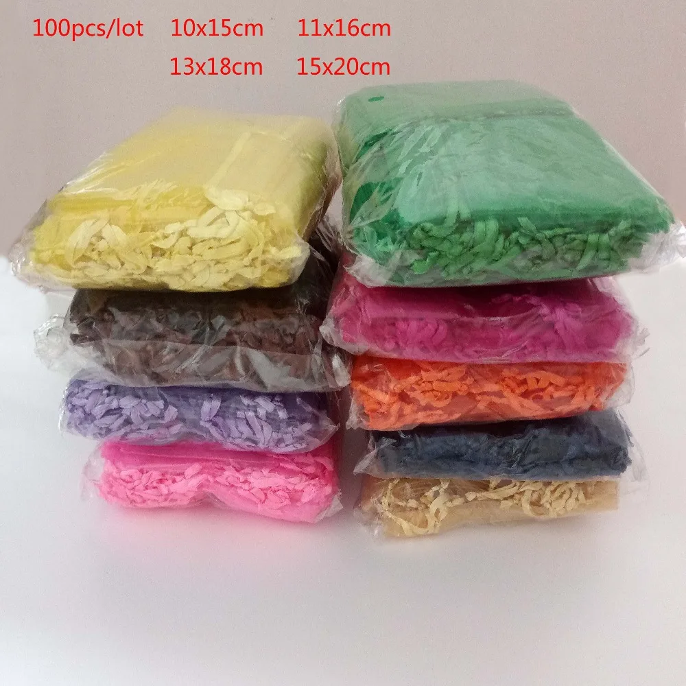 Top Trends: 100pcs 10x15 13x18cm Organza Bags Jewelry Pouches Packaging Bag Wedding Party Decoration Drawable Bags Gift Packaging &amp; Pouches Shoppable Styles