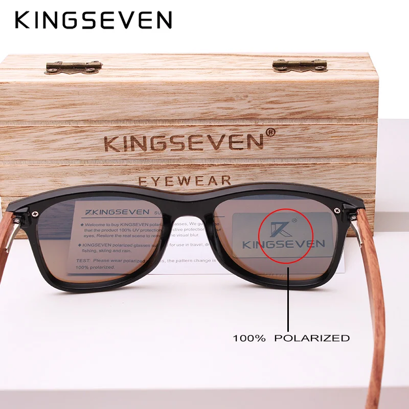 Top Trends: KINGSEVEN Polarized UV400 Vintage Sunglasses For Men Brand Wooden Flat Lens Square Frame Women Eye Protection Oculos Eyewear Shoppable Styles - Image 5