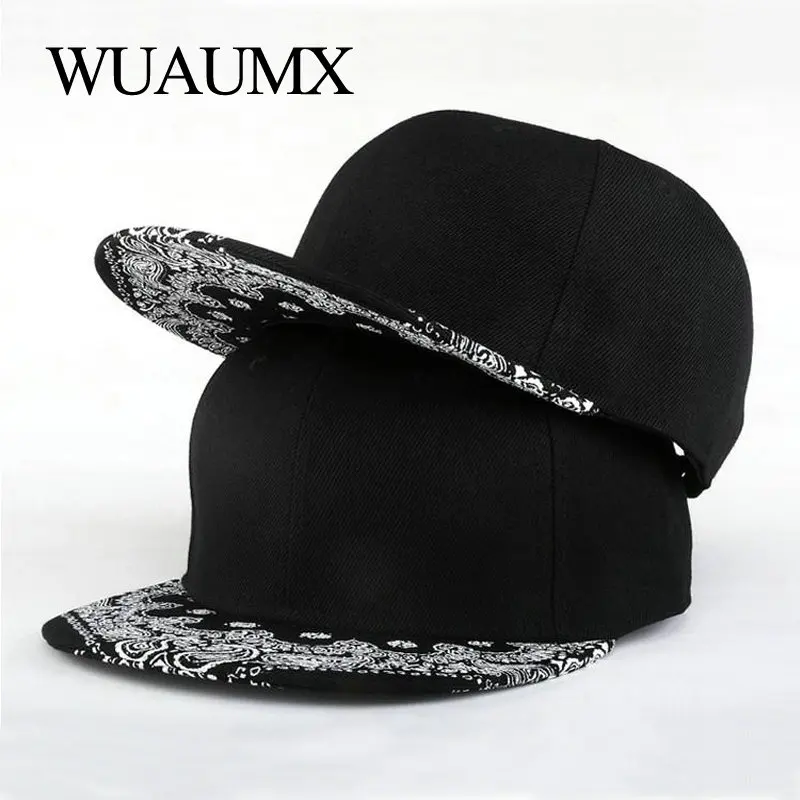 Top Trends: Wuaumx Brand Summer 5 Panels Snapback Caps For Men Women Cashew Flowers Flat Peak Baseball Caps Flat Brim Hip Hop Hat Adjustable Shoppable Styles