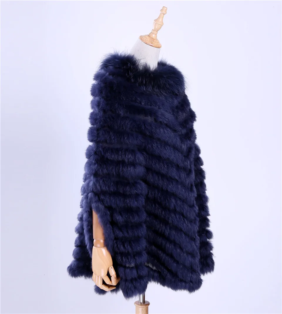 Top Trends: 2022 New Women's Luxury Pullover Knitted Genuine Rabbit Fur Raccoon Fur Poncho Cape Scarf Knitting Wraps Shawl Triangle Coat Shoppable Styles