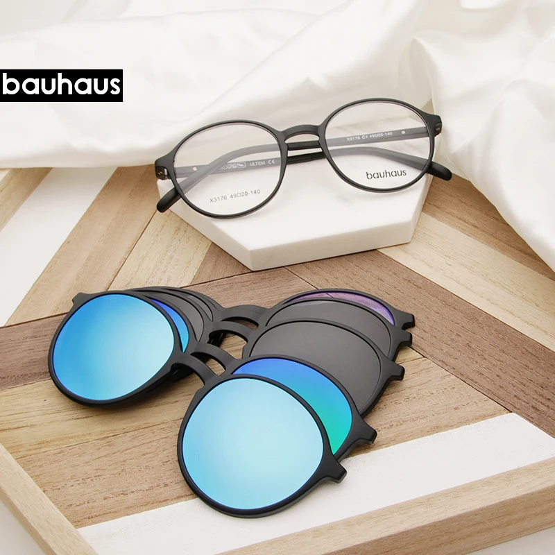 Top Trends: Bauhaus Brand Classic Clip On Sunglasses Men Women Magnet Eyewear Glasses Frames Ultem Optical Glasses Frame Shoppable Styles