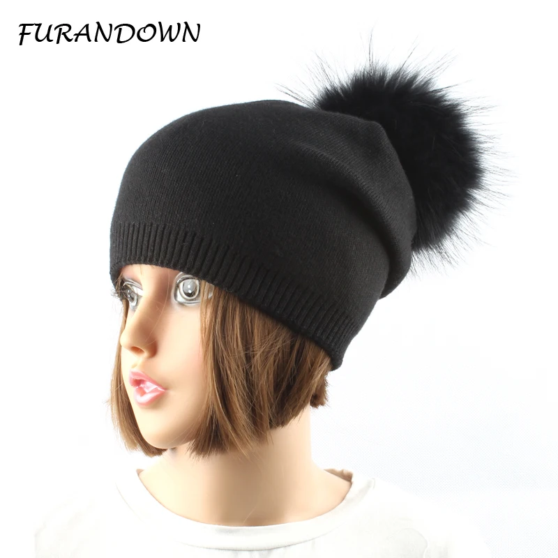 Top Trends: Women Winter Wool Knitted Hats Pompom Beanie Fox Fur Pompones Hat Solid Color Fashion Luxury Brand Hat Cap Shoppable Styles