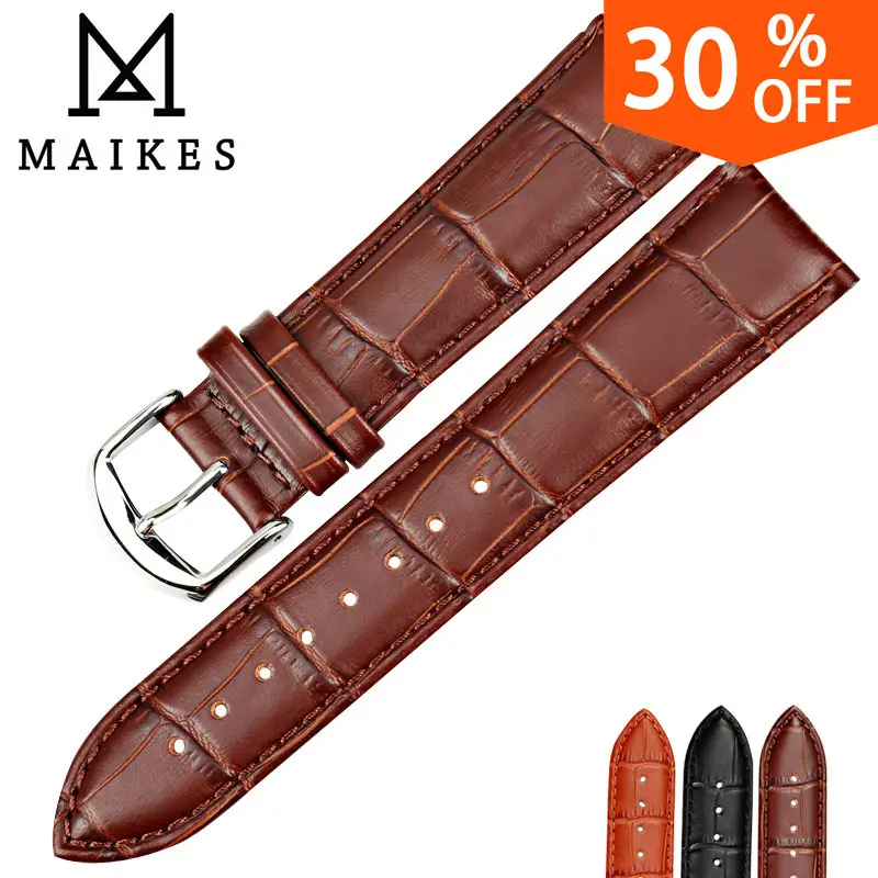 Top Trends: MAIKES New Watch Accessories Watch Bracelet Belt Soft Genuine Leather Watch Band Watch Strap 16 18 20 22 24 Mm Watchbands Shoppable Styles