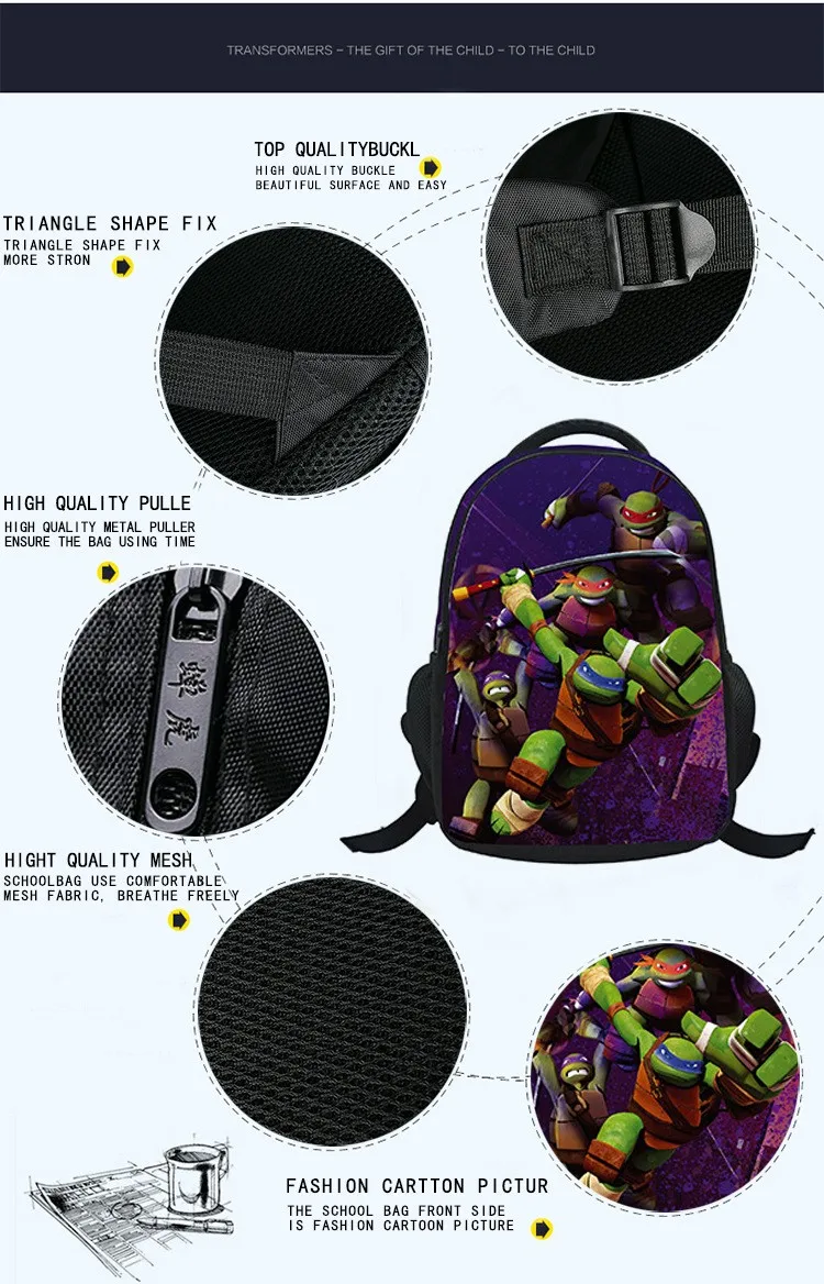 Superäge Ninja-kilpkonnadega seljakott Superäge Ninja-kilpkonnadega seljakott
