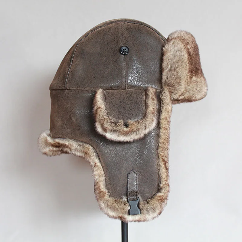 Top Trends: Bomber Hats Winter Men Warm Russian Ushanka Hat With Ear Flap Pu Leather Fur Trapper Cap Earflap For Women Shoppable Styles - Image 3